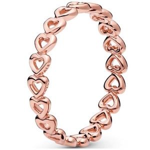 PANDORA rose gold hearts ring size 6